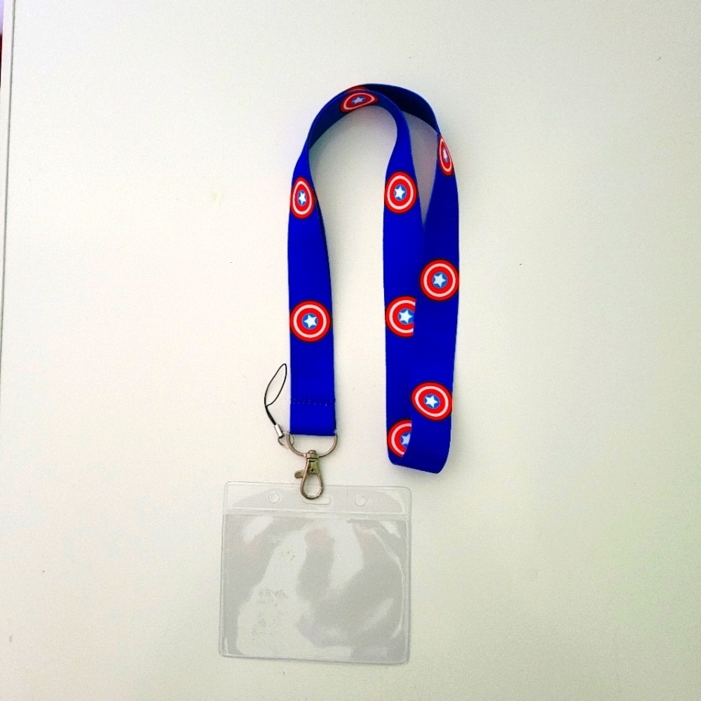M7. Marvel Captain America Shield Logo One Size Lanyard & Vaccine Card Cover